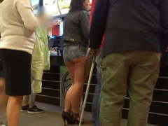 Hot pants public showing underbutt ass 2