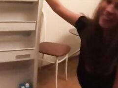 Lovely babe fucked in the kitchen