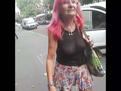 Sexy granny flash pussy in public