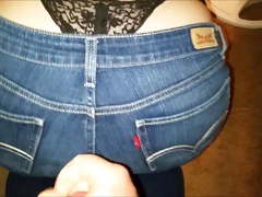 Cum on a Whale tails jeans ass